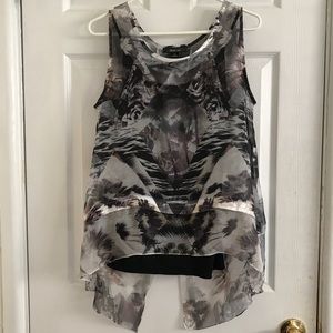 Sheer polyester top with earthy design